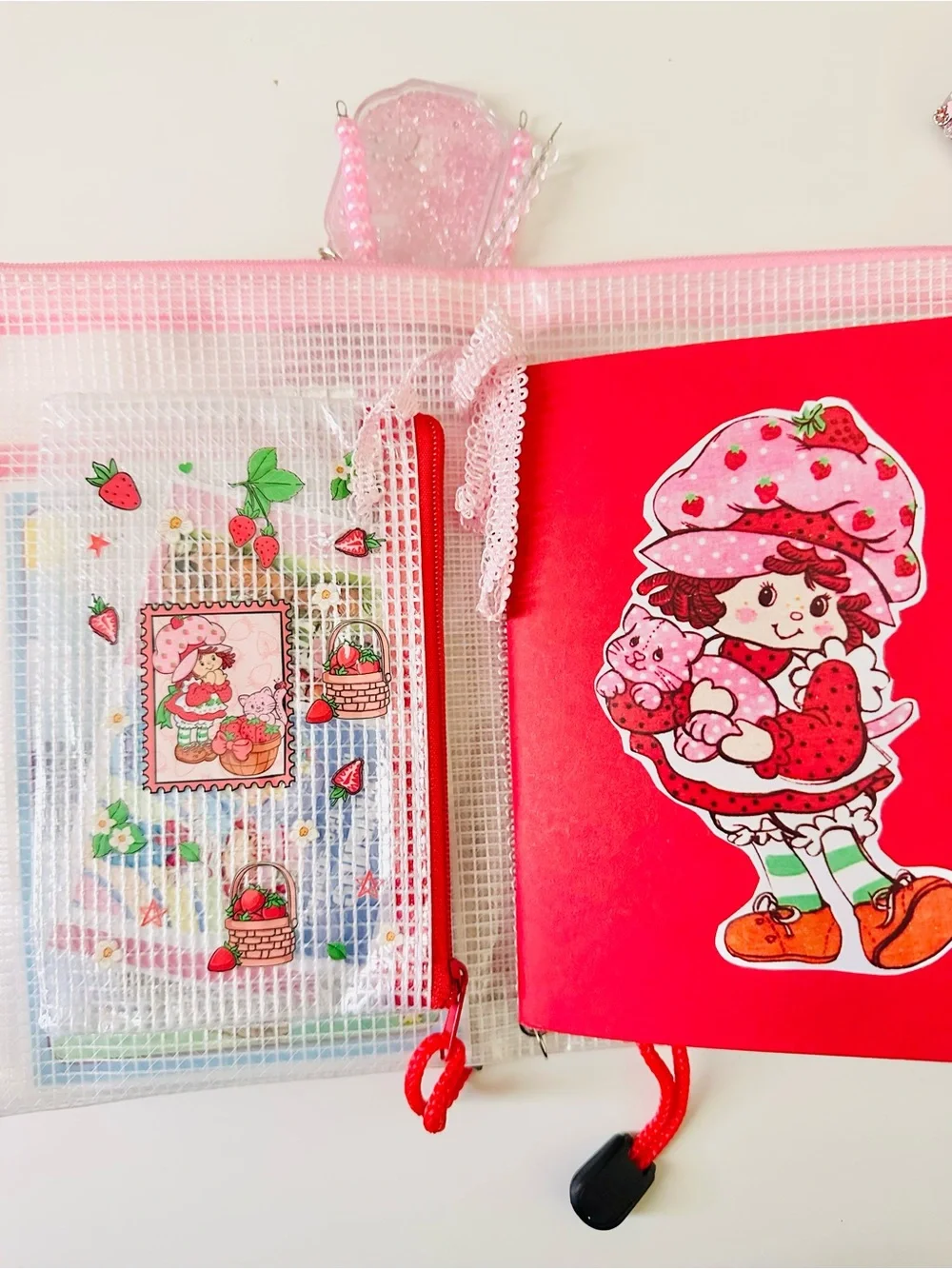 Strawberry-Themed Pink Pouch Journal